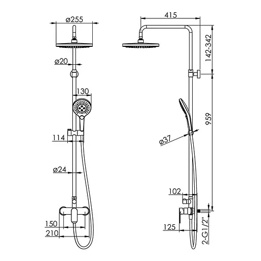 Душова система хром Imprese Bila Desne T-15262SR, Хром - фото 2