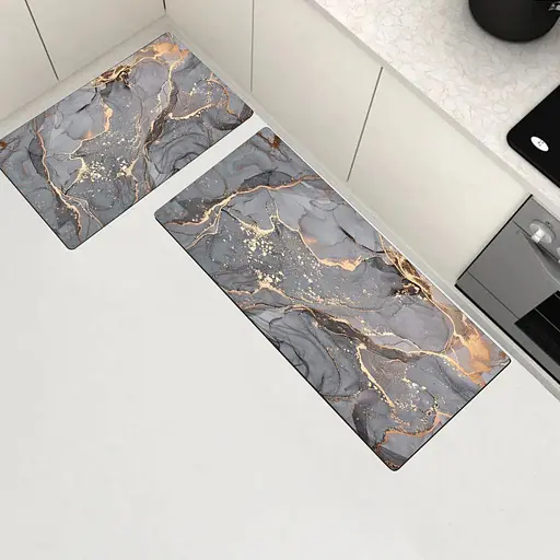 Набор диатомитовых ковриков для ванной и кухни Aquarius 50х80 см/50х120 см Серый Мрамор