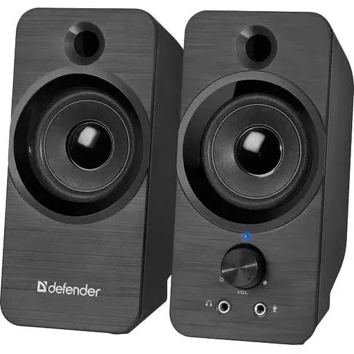 Колонки 2.0 Defender SPK-190, черный, 8 Вт, 3.5 мм, питание от USB, регулятор громкости, разъем для наушников и микрофона - фото 1