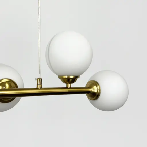 Удлиненная латунная люстра на 8 белых плафонов 100х30 см | Line F | Ст. 1548/8L AB - фото 4