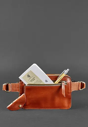 Шкіряна поясна сумка Dropbag Mini світло-коричнева - фото 5