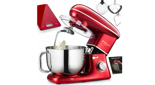 Кухонный комбайн Mozano профессиональный тестомес Kitchen Machine 2300 Вт чаша 6,2 л Red Кулинарная книга в подарок - фото 9