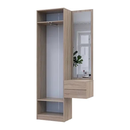 Прихожая Сола Doros 1+2 Дуб Сонома/Белый ДСП / зеркало 105х40х215 (42005150) - фото 13