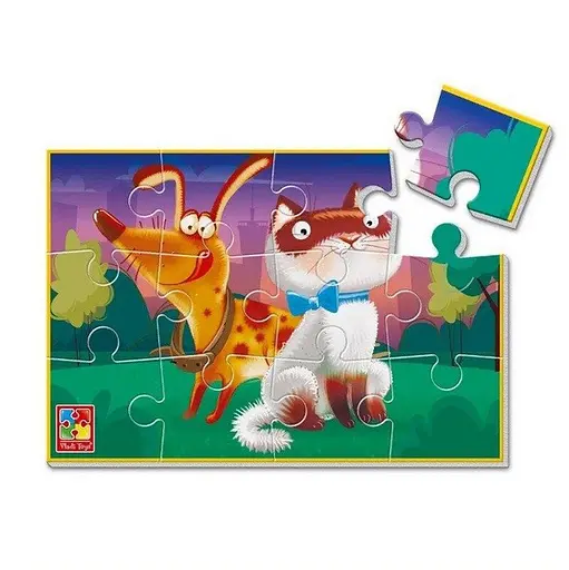 Детские развивающие мягкие пазлы Котик и собачка VT1104-20 А5