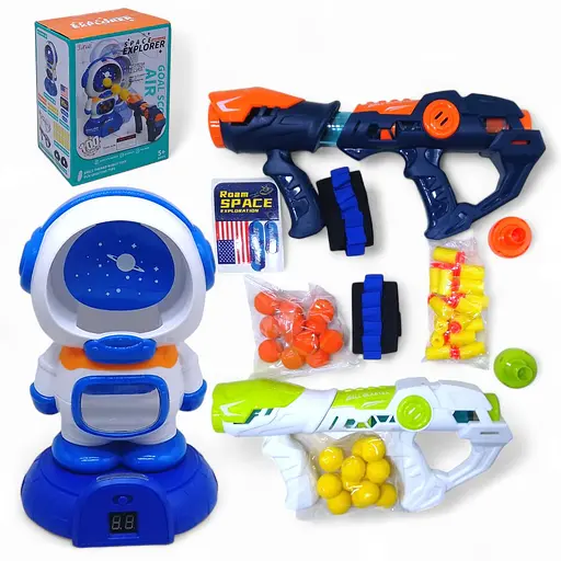 Автомат с мишенью YC 301, звук, подсветка, электронное табло, 2 автомата, мягкие пули и патрони с присосками, в коробке (6969711410093) - фото 1