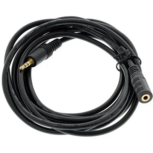 Кабель AUX Audio 3.5мм M/F 5.м чорний OEM - фото 1