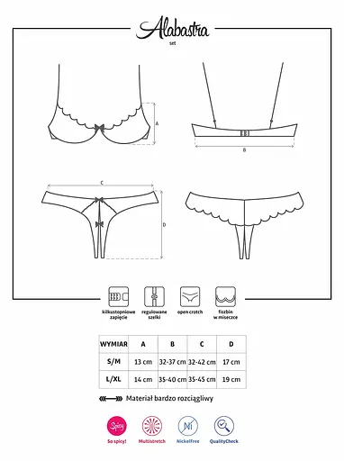 Комплект білизни Obsessive Alabastra S/M білий - фото 7