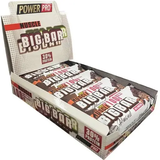 Блок батончиков Power Pro Muscle Big Bar 30% Protein 10 x 100 г Миндаль - фото 1
