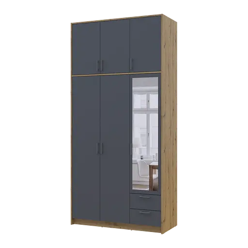 Антресоль висока Doros Ронді Дуб Артізан/Графіт 3 ДСП 121х52х65 (41516182) - фото 7