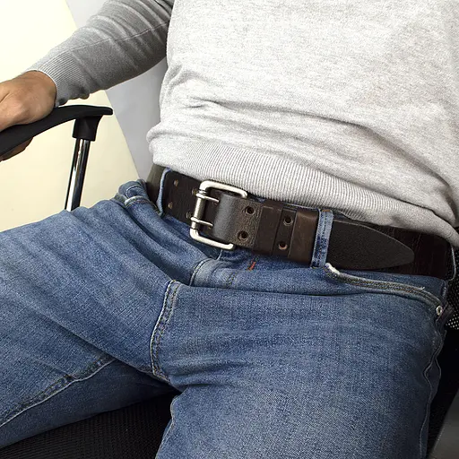 Ремень мужской кожаный JK-4561 широкий коричневый двухшпеньковый (120 см) - фото 8