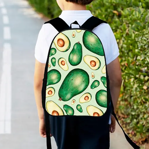 Рюкзак детский с авокадо, 34х27см, городской ранец для мальчика с принтом (00422)