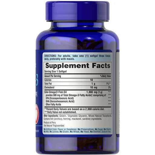 Жирные кислоты Puritan's Pride Omega 3 Fish Oil 1000 mg, 100 капсул - фото 2