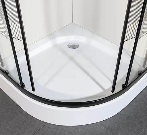 Душевая кабина угловая Eger Tisza 90x90 раздвижная стекло Spagetti мелкий поддон black 599-021-BS, интимато, черный - фото 2