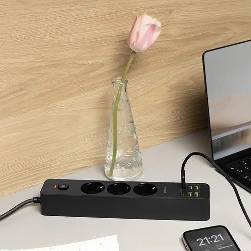 Мережевий фільтр Proove Power Strip P-03 (3 розетки + 4 USB + 2 Type-C) 2М black (PSP342420001) - фото 11