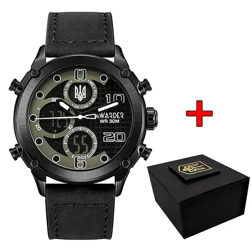 Годинник Awarder 017 Тризуб срібло Black