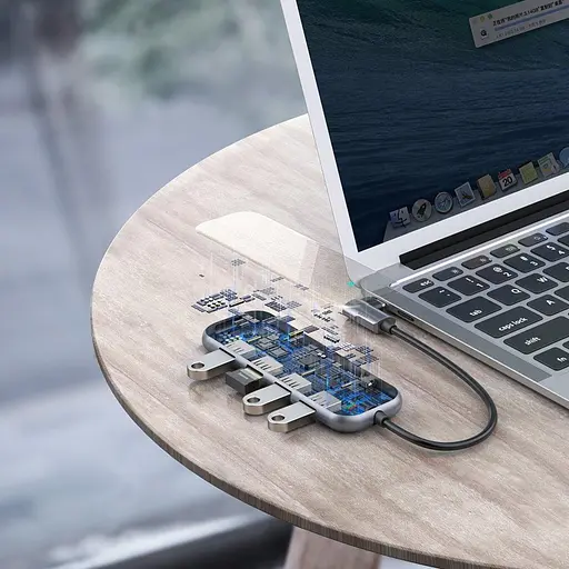 Концентратор Baseus Multi-functional Hub (Type-C to 4xUsb3.0+PD) темно-серый CAHub-EZ0G - фото 3