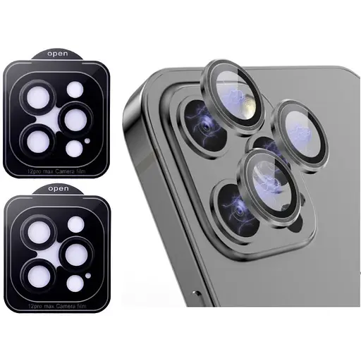 Захисне скло на камеру DK для Apple iPhone 12 Pro Lens Metal Ring Eagle Eye 015724 black 2 шт.