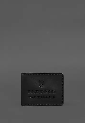 Кожаная обложка для удостоверения участника боевых действий (УБД) с карманом для жетона черная - фото 2