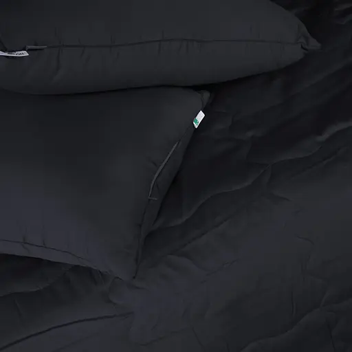 Летний постельный комплект MirSon Line Satin Light Pro Black Шерсть Семейный (2200010980776) - фото 3
