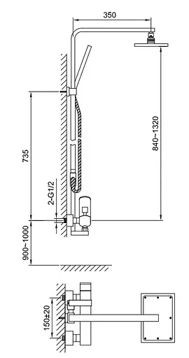 Душова система Kohlman Foxal chrome QW276F, Хром - фото 3