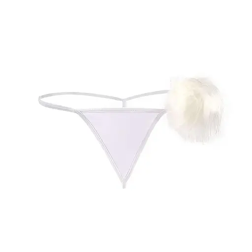 Стрінги 'Зайчик' зі спокусливим хвостиком S/M/L Білий K0537-2 - фото 1