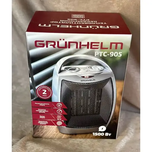 Тепловентилятор Grunhelm PTC-905 обігрівач дуйчик керамічний нагрівальний елемент 1500 Вт сірий - фото 4