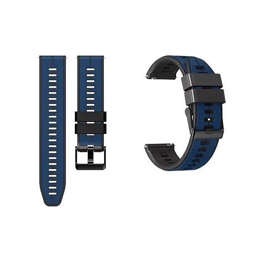 Ремінець силіконовий Tamister для годинника 22 мм темно-синій з чорним Xiaomi Watch S1/S2/S3 - фото 3