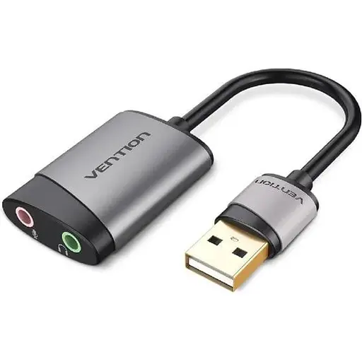 Внешняя звуковая карта-адаптер Vention USB External Sound Card 15 см Metal Type (CDKHB)