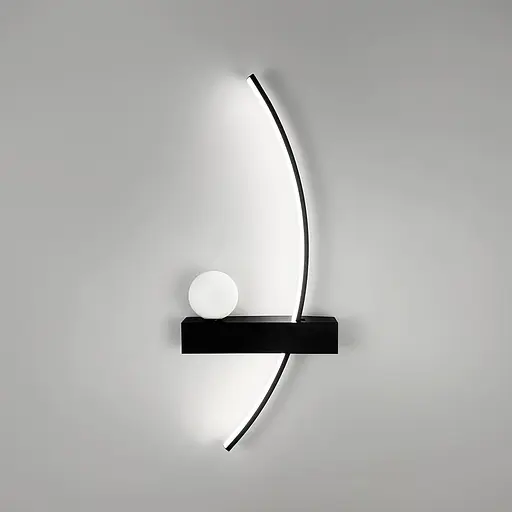 Чорне дугове бра з білим плафоном у правому корпусі 60 см Line F Арт. WJ113/600 R BK (правий) - фото 7