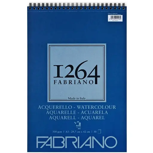 Альбом на спирали для акварели 1264 А3 (29,7х42 см) 300г/м2 30л СР 25% хлопка Fabriano