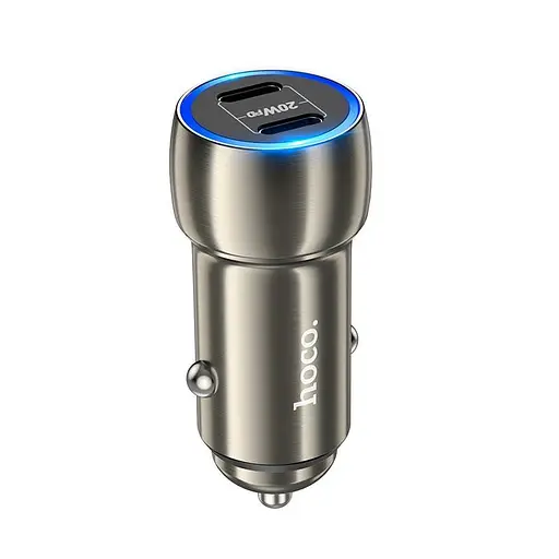 Адаптер автомобильный HOCO Tough dual port car charger Z48 2Type-C, 40W/3A, PD/QC| - фото 1