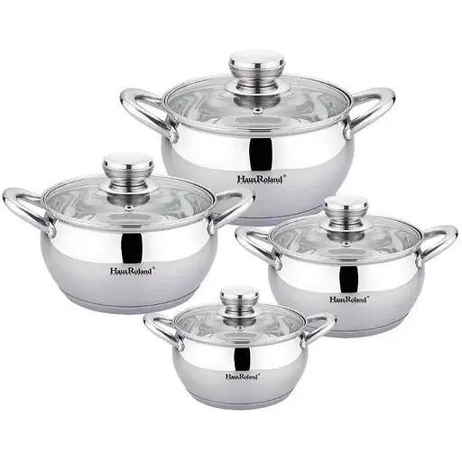 Набір каструль Haus Roland HR113-2 із нержавіючої сталі 8в1 - фото 1