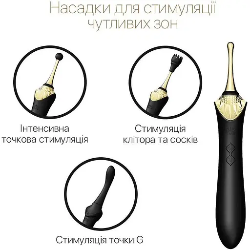 Вагинально-клиторальный вибратор Zalo Bess Obsidian Black мультифункциональный с насадками - фото 4
