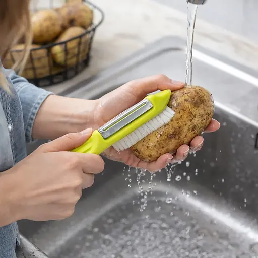 Ніж економка овочечистка для тонкого чищення овочів і фруктів зі щіткою 88319 - фото 2