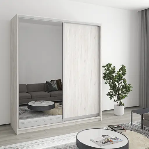 Шафа-купе дводверна MebelStar Комбо AL ДСП/Дзеркало 180x45x210 см Аляска сірий (MBS-2745)