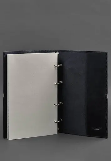 Шкіряний блокнот А4 на кільцях (Софт-бук) 9.0 в м'якій обкладинці синій Crazy Horse - фото 5