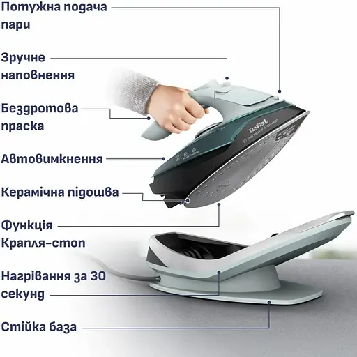 Утюг Tefal Freemove Power беспроводной 2600 Вт зеленый (FV6670E0) - фото 7