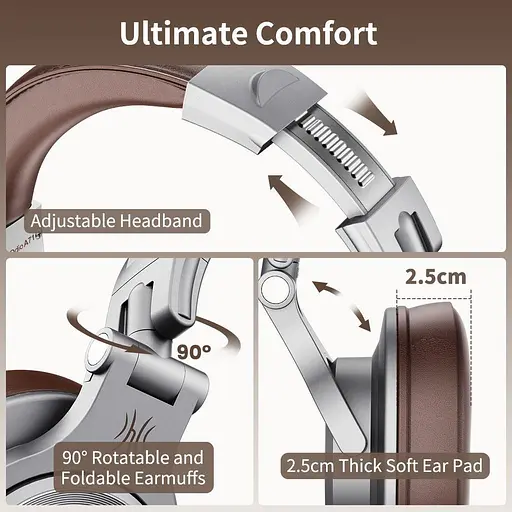 Професійні навушники OneOdio A70 безпровідні сіро-коричневий - фото 8