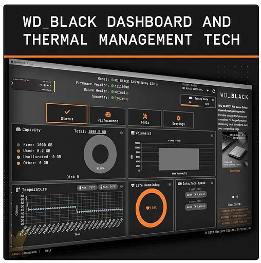 SSD накопитель WD Black SN770 1 TB M.2 NVMe 3D TLC 5150/4900 MB/s (WDS100T3X0E) - фото 7