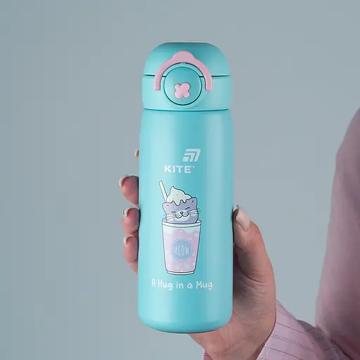 Термос з кнопкою Kite Hug in mug бірюзовий 430 мл (K25-1221-1) - фото 5