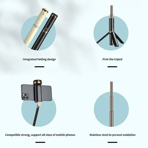 Тренога - штатив с пультом кнопкой WK WT-P12 Tripod Bluetooth Selfie stick 91 см - фото 4