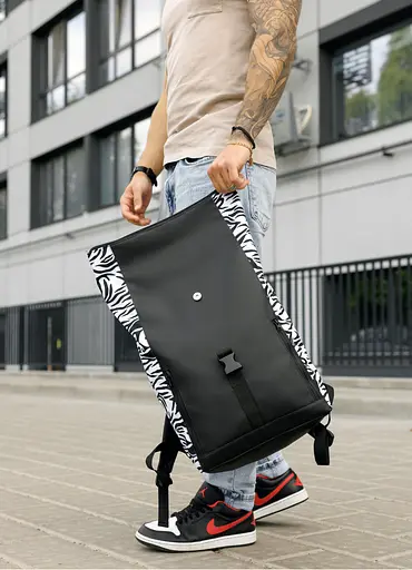 Мужской рюкзак Sambag Roll Top One черный принт "Zebra" 41 х 30 х 16 см (24208146m) - фото 6