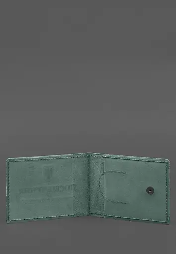 Кожаная обложка для удостоверения участника боевых действий (УБД) с карманом для жетона зеленая Crazy Horse - фото 3