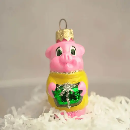 Ялинкова прикраса Санта Шоп Новорічна свинка скло (4820001154955)