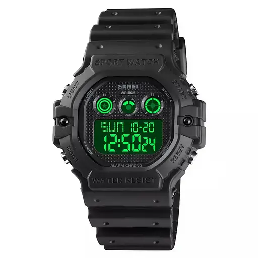 Спортивний чоловічий годинник Skmei 1606 (Чорний з чорним) - фото 2