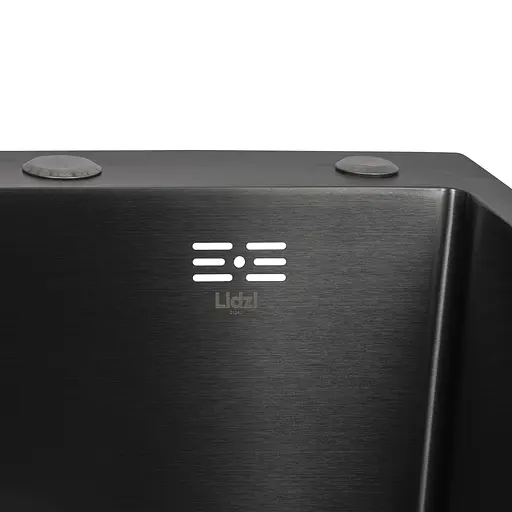 Кухонная мойка интегрированная Lidz Handmade H6350BL крыло слева (LDH6350BRUL45589) Brushed Black PVD 3,0/1,0 мм, Черный - фото 4