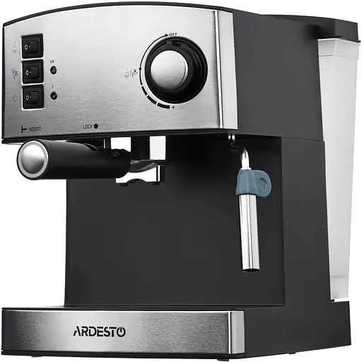 ARDESTO Кофейварка рожковая Steel Collection 1,6 л, молотый кофе, ручной капучино-насадка, серебристо-черный - фото 1