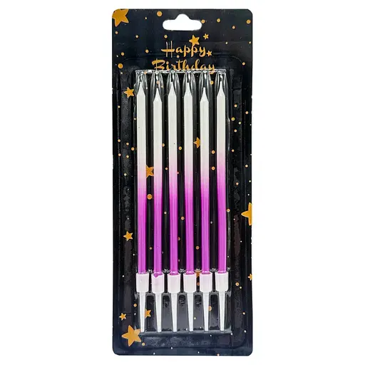 Набір свічок для торта "Градієнт" Bambi JY-1059(Violet) 6 штук, розмір 13 см - фото 1