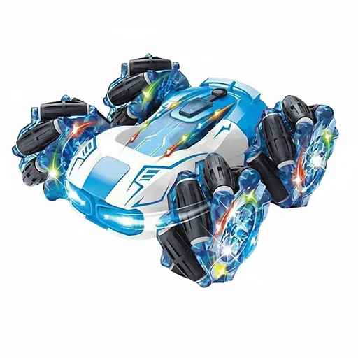 Радиоуправляемая трюковая машина HG 4-37-01, пульт 2.4GHz, браслет, парогенератор, роликовые колеса, вращение 360°, Синий