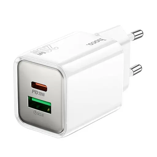 Адаптер сетевой HOCO Glorious N46 1USB/1Type-C, 20W/3A, PD/QC| - фото 1